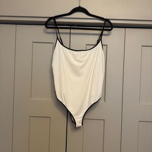 H&M Cream Bodysuit with Black Trim | Minimalist Monochrome | XL